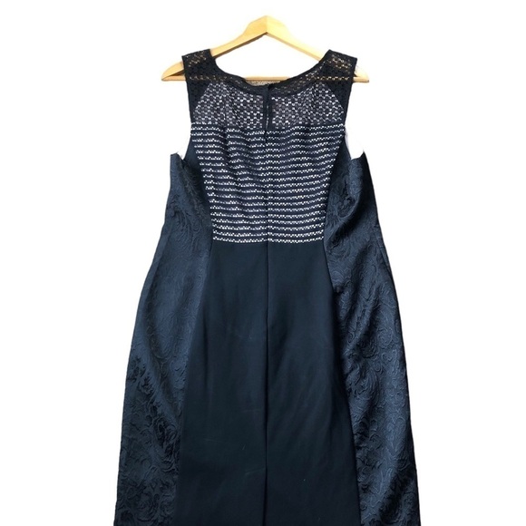 Anthropologie Moulinette Soeurs Sheath Dress 16 Black Floral Crochet Jacquard - Picture 3 of 8